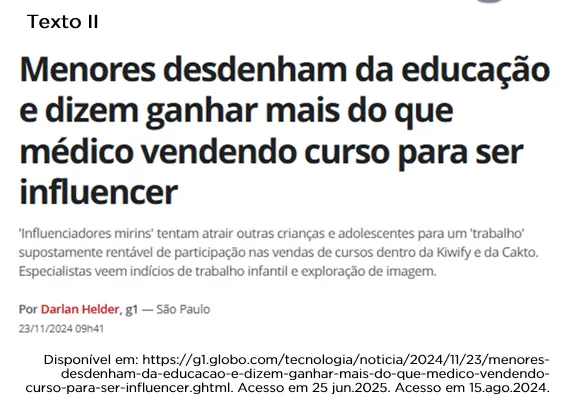 Imagem de apoio do tema: MODELO ENEM - EXPLORAÇÃO COMERCIAL INFANTIL